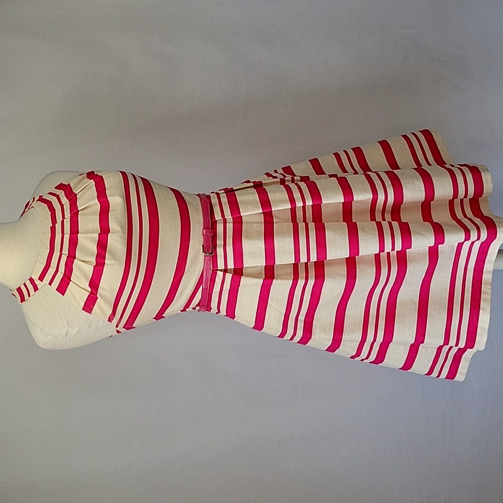 Eliza J Jewel Neck A-Line Dress Pink/White Stripe Size 4